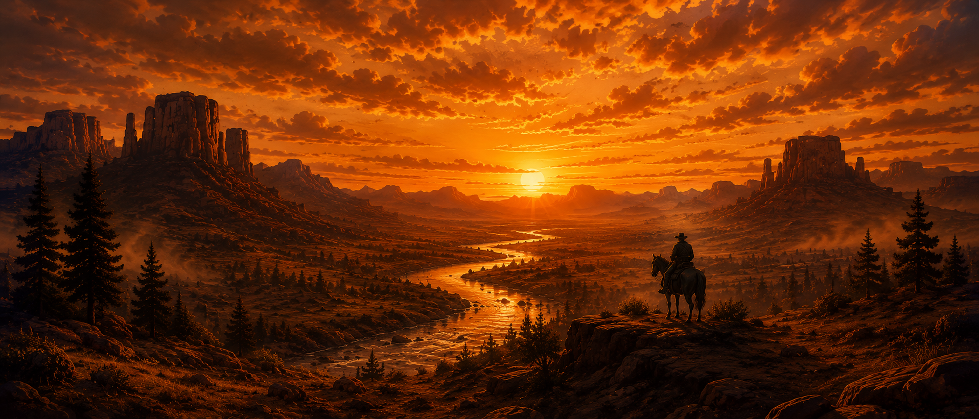 The frontier at sunset